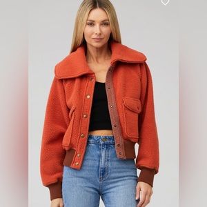Free People Orange Sherpa Jacket